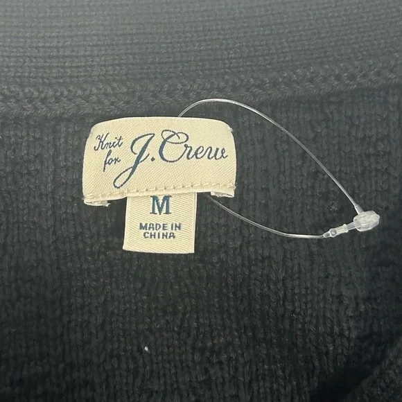 Knit for J.Crew Heritage cotton pointelle-stitch cardigan sweater Size M Black